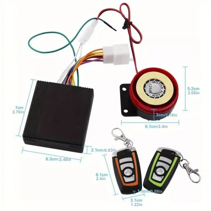 Anti-diefstal motorfiets alarm met afstandsbediening, 125dB sirene, draadloos