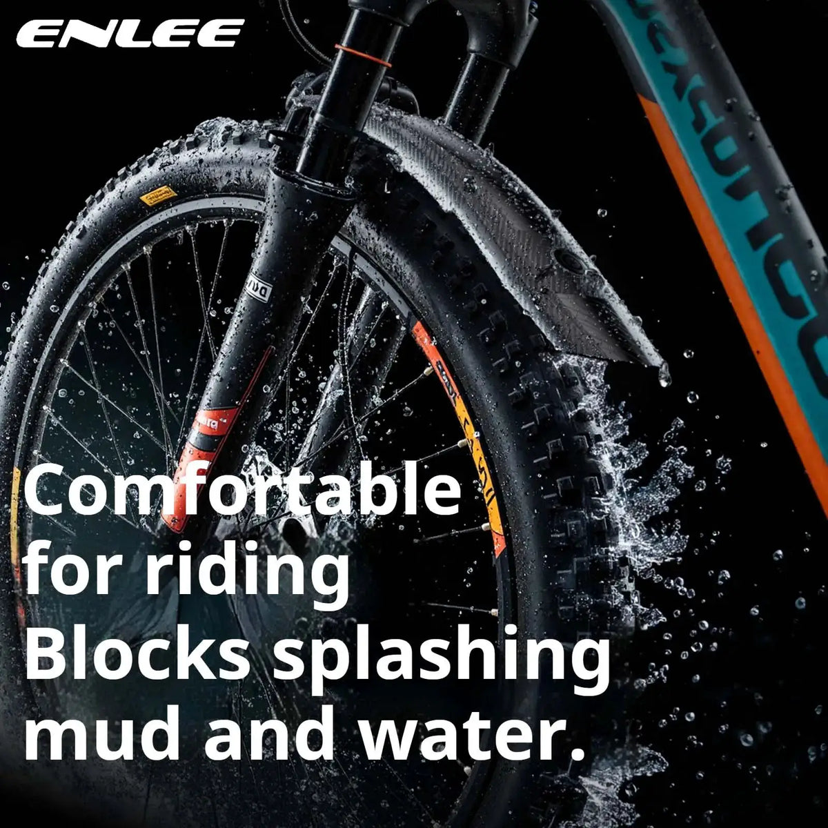 ENLEE Mountain Bike Mudguards Extended And Widened Rain Guards Carbon Fiber Texture Universal For Front And Rear by InterCyprus Trading Ltd