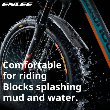 ENLEE Mountain Bike Mudguards Extended And Widened Rain Guards Carbon Fiber Texture Universal For Front And Rear by InterCyprus Trading Ltd