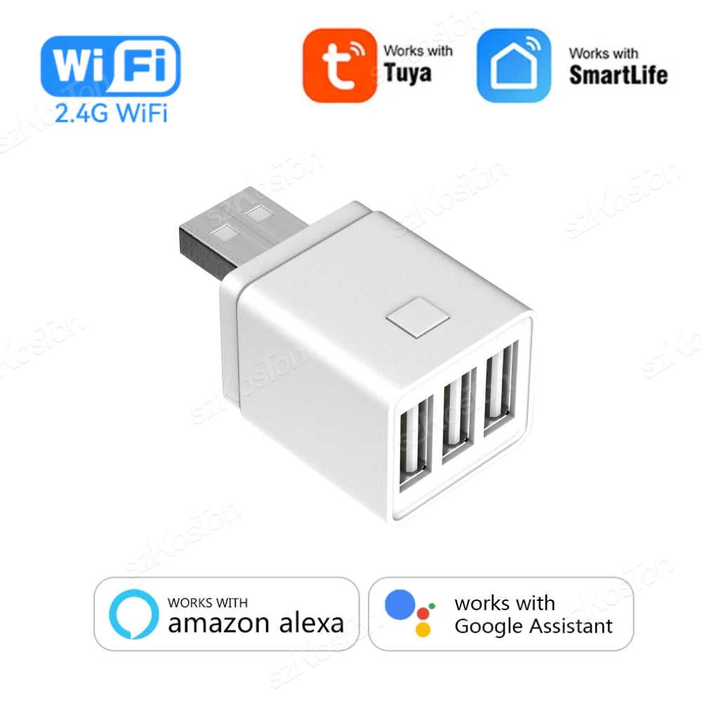 Tuya WiFi/Zigbee Smart USB Adapter with App Control and Voice Assistance WiFi-3USB Ports