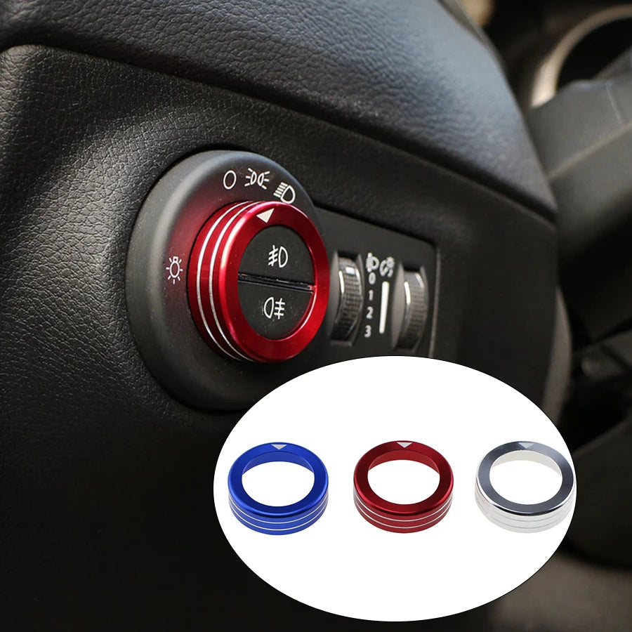 Headlight Knob Ring Sticker for Jeep Compass and Renegade Aluminum Alloy Blue Red Silver