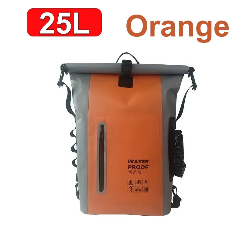 500D PVC Outdoor Waterproof Backpack 25L &ndash; Hiking Drybag Orange
