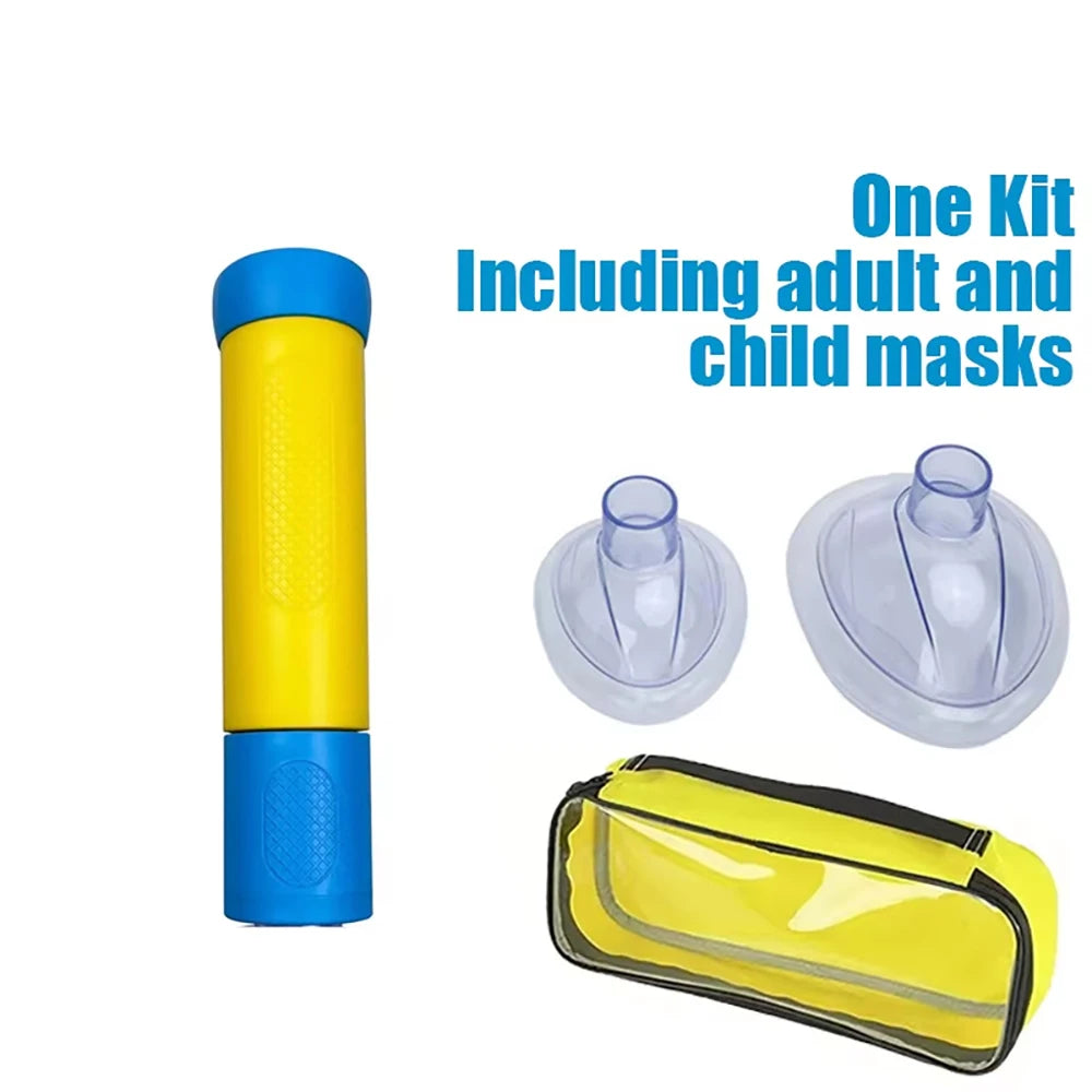 Anti Choking Life Saving Mask &ndash; Emergency Suction For CPR Yellow with Bag