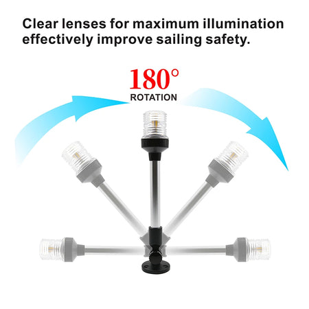 Fold Down Anchor Light for Yachts - Stainless Steel LED Navigation Lamp