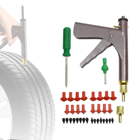 Tubeless Tire Repair Kit With Plugs &ndash; Portable Vacuum Gun