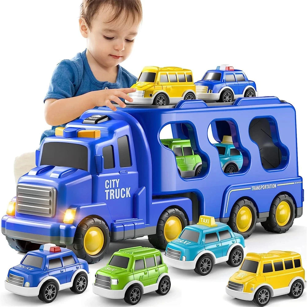 Friction Power 5-in-1 Carrier Truck &amp; Fire Engine Toy Set for Toddlers k802 / CHINA