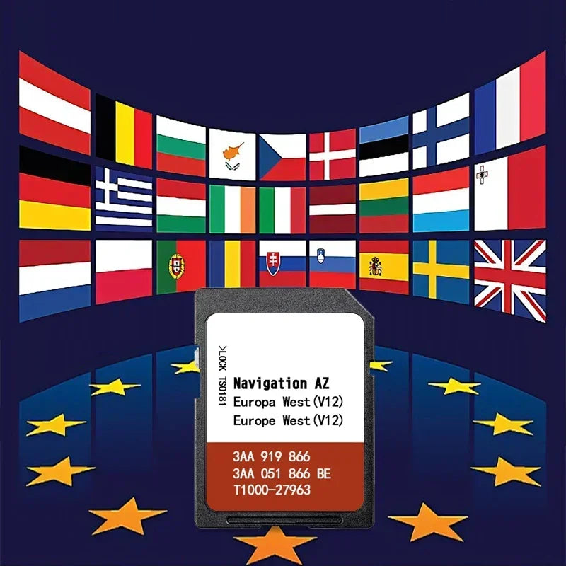 AZ V12 WEST &ndash; VW Sat Nav Europe Original Map SD Update Card CHINA