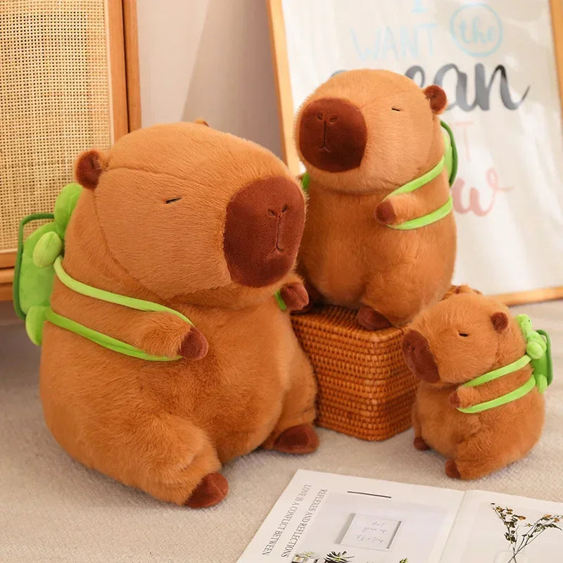 Adorable Capybara Plush Toy with Turtle Backpack