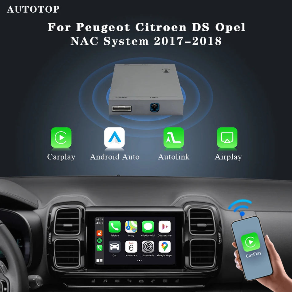 Autotop Trådlös CarPlay Dekoderlåda Peugeot Citroen NAC