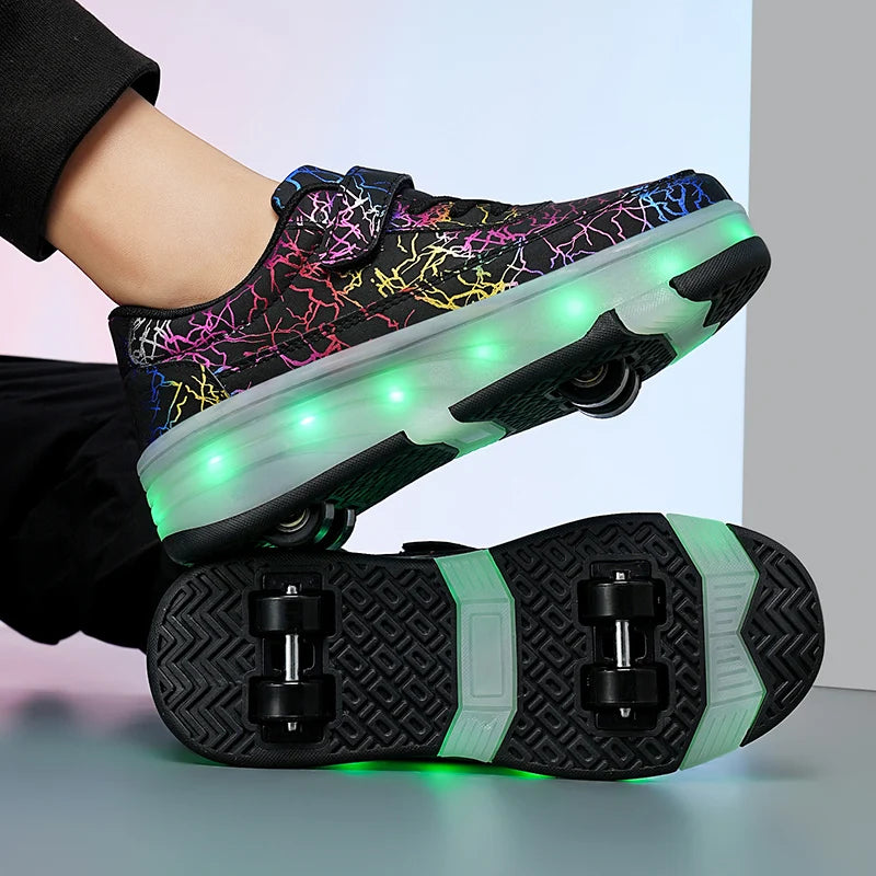 4 Wheel Dual-Use Roller Skates &ndash; Detachable Wheels System DJ688 Black / 36 / CHINA