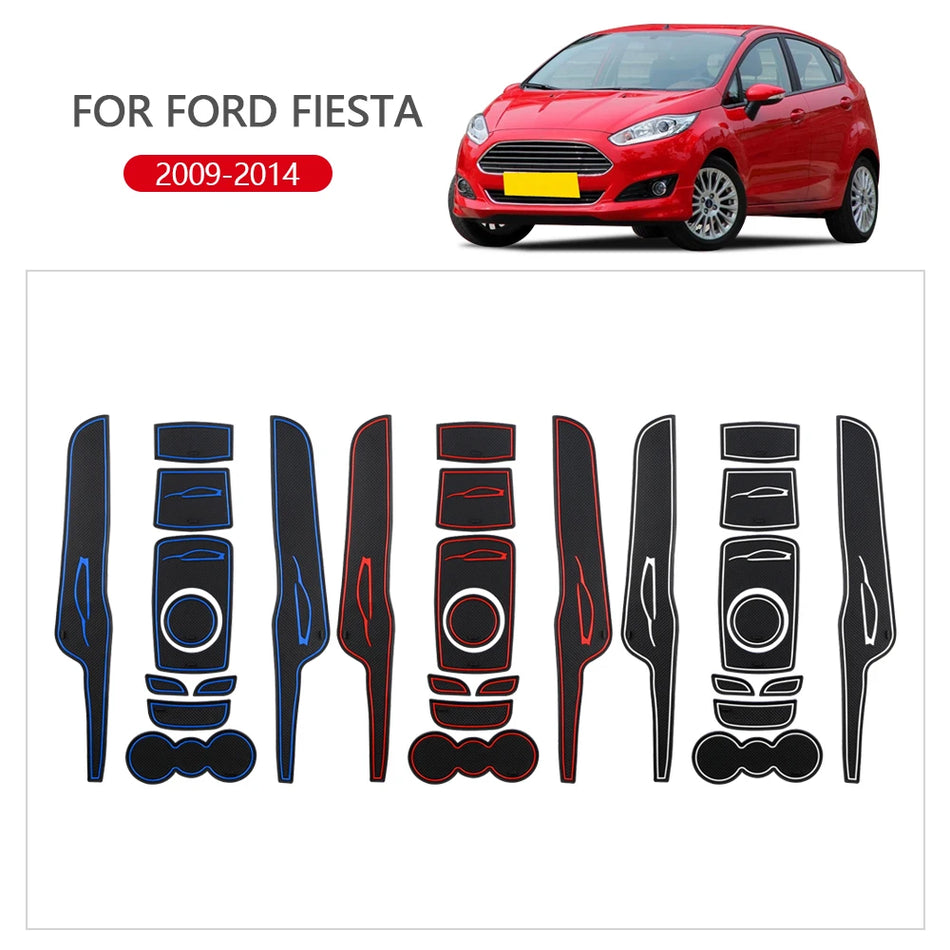 Kit tappetini antiscivolo con lattice per interni Ford Fiesta, 14 pezzi, 2008-2015, durevole