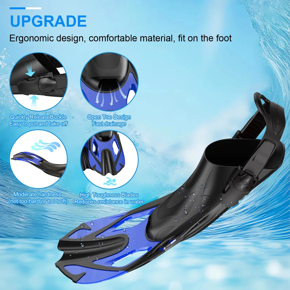 Snorkel Fins &ndash; Adjustable Open Heel Design for All Sizes