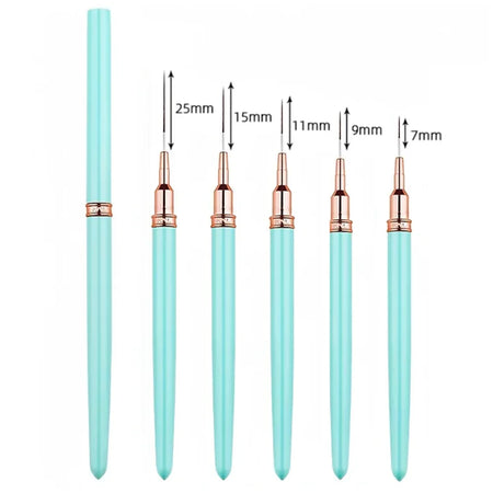 YIKOOLIN 5PCS Nail Art Liner Brushes Set &ndash; Ultra Fine Lines Blue