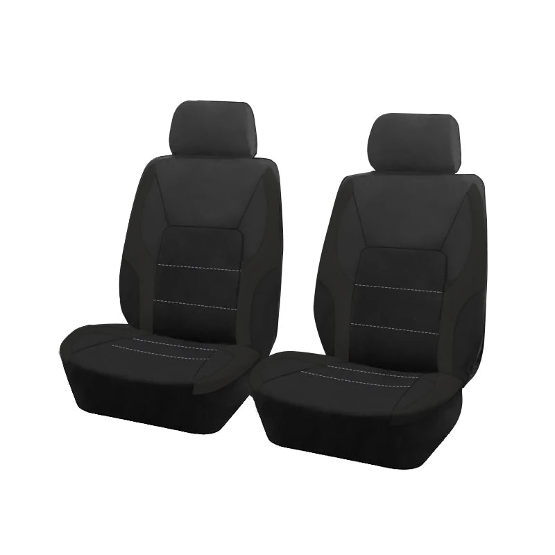 Sporty Universal Polyester Car Seat Covers for All Vehicles Black 2 Front seat