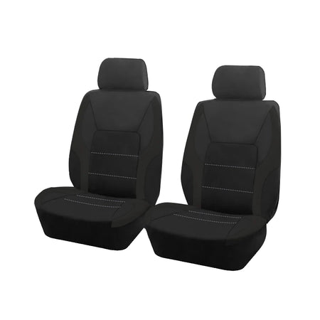 Sporty Universal Polyester Car Seat Covers for All Vehicles Black 2 Front seat