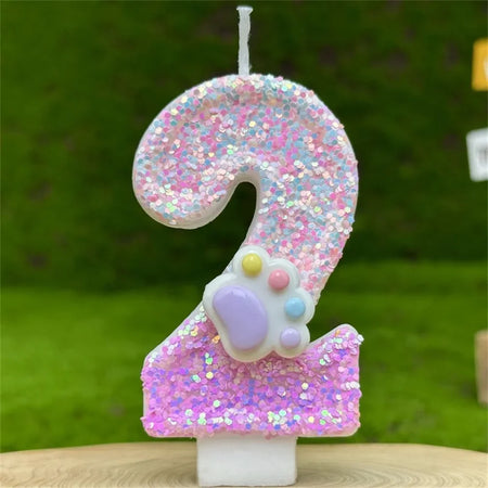 Glittery 3D Number Candles with Claw Theme for Birthday Cakes 2