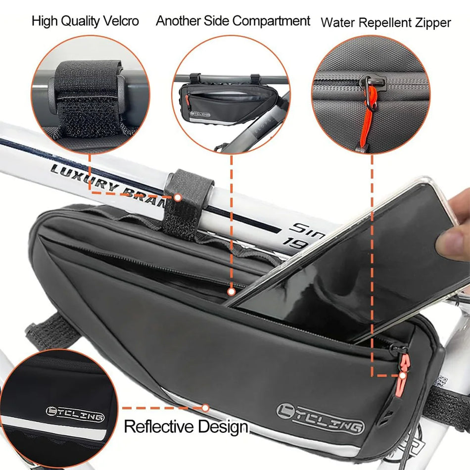 Τσάντα Τριγώνου Άνω Σωλήνα για MTB, Ανακλαστική, Αδιάβροχη TPU Αποθήκευση Ποδηλάτου Δρόμου