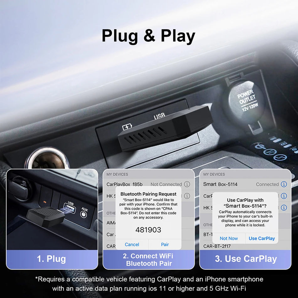 2 i 1 Trådlös CarPlay och Android Auto-adapter, Plug and Play för bilar