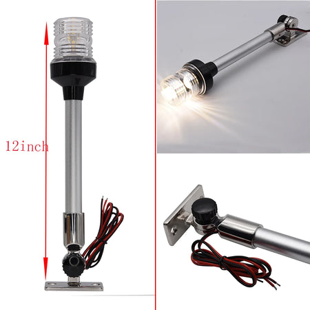 Fold Down Anchor Light for Yachts - Stainless Steel LED Navigation Lamp B