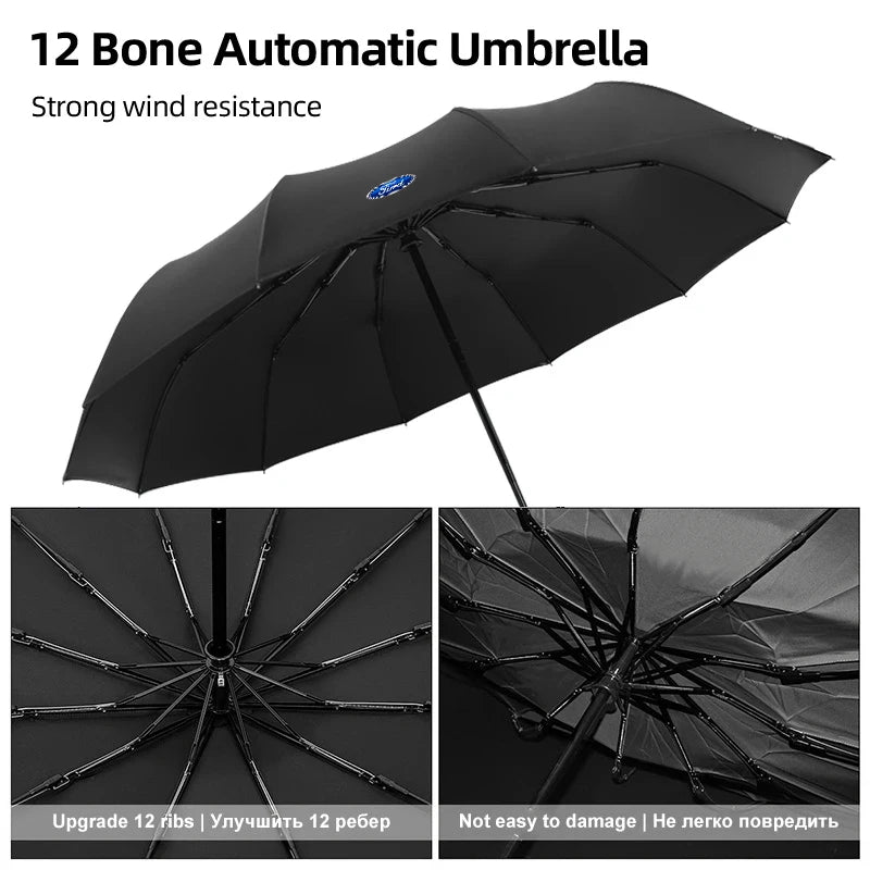 Windproof Automatic Car Umbrella Sunshade for Ford Models - Focus, Mondeo, Kuga &amp; More
