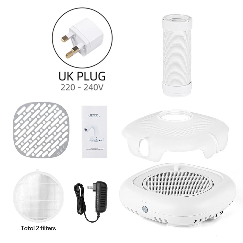 130W Super Suction Nail Dust Extractor &ndash; Powerful Brushless Vacuum Cleaner UK PLUG (220-240V)