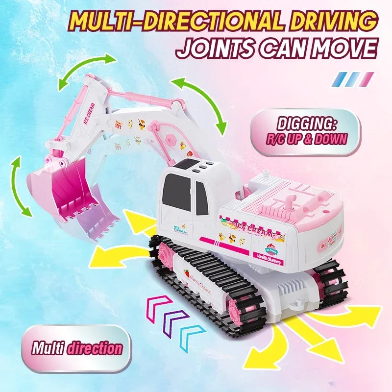 Pink RC Excavator for Girls 1/24 &ndash; Remote Control Digger