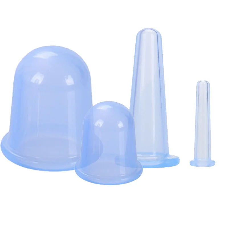 Silicone Facial Massage Cupping Set &ndash; Vacuum Massage Therapy 4pcs blue