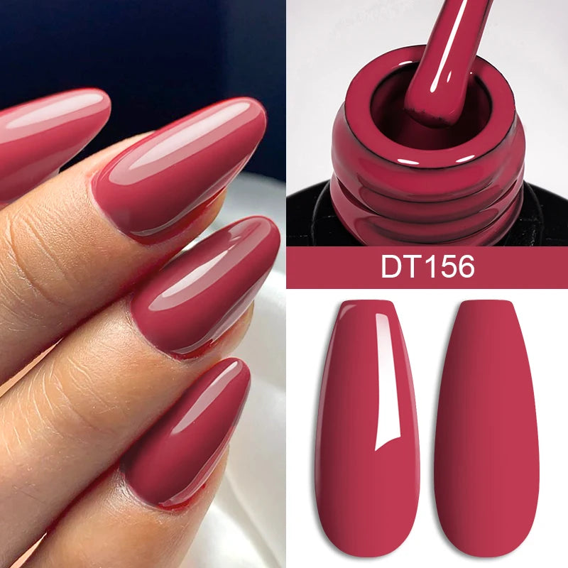MEET ACROSS 7ml Wine Red Gel Nail Polish - Long-Lasting, French Style, Perfect for DIY Nail Art Q49667-56