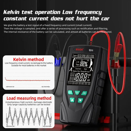 BSIDE Q11 Car Battery Tester 12V 24V Lead Acid Capacity
