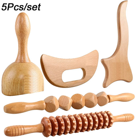 Wood Therapy Massage Tools &ndash; Effective Body Sculpting Solution 5Pcs