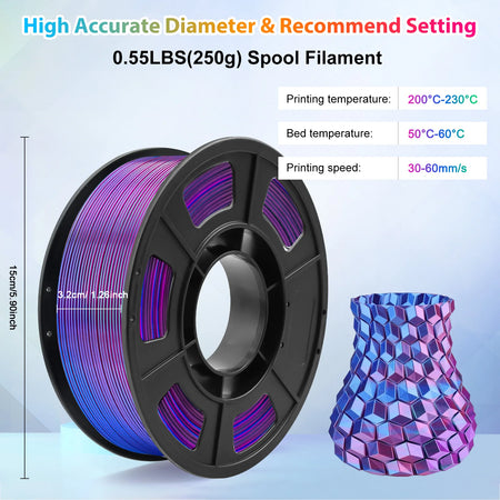 PLA Filament 1.75mm Dual Color &ndash; Vibrant Blue Purple Duo