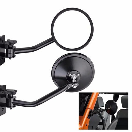 Door Off Side View Mirror Round Rectangular Spot Mirrors for Jeep Wrangler 1997-2018 TJ JK JKU Accessories by InterCyprus Trading Ltd