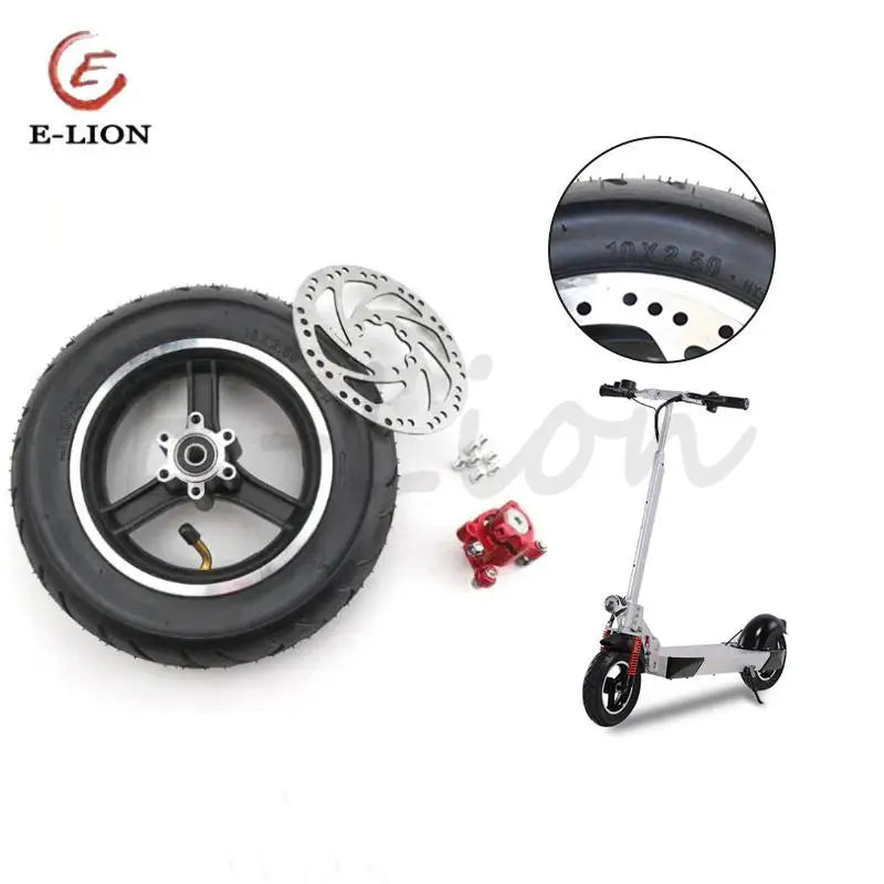 10 Inch Electric Scooter Wheels with Disc Brake - 10X2.50 Hollow Tyre Set