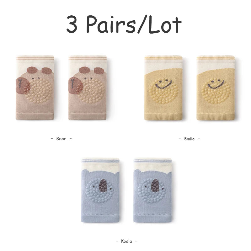 3 Pairs Baby Knee Pad Set Cartoon Mesh Thin &ndash; Non Slip 1B01-10-ZHL / Average size (0-4Y)