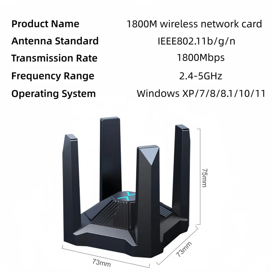 WiFi 6 USB 3.0 Adapter 1800Mbps Dual Band 2.4G 5GHz, Windows XP-11