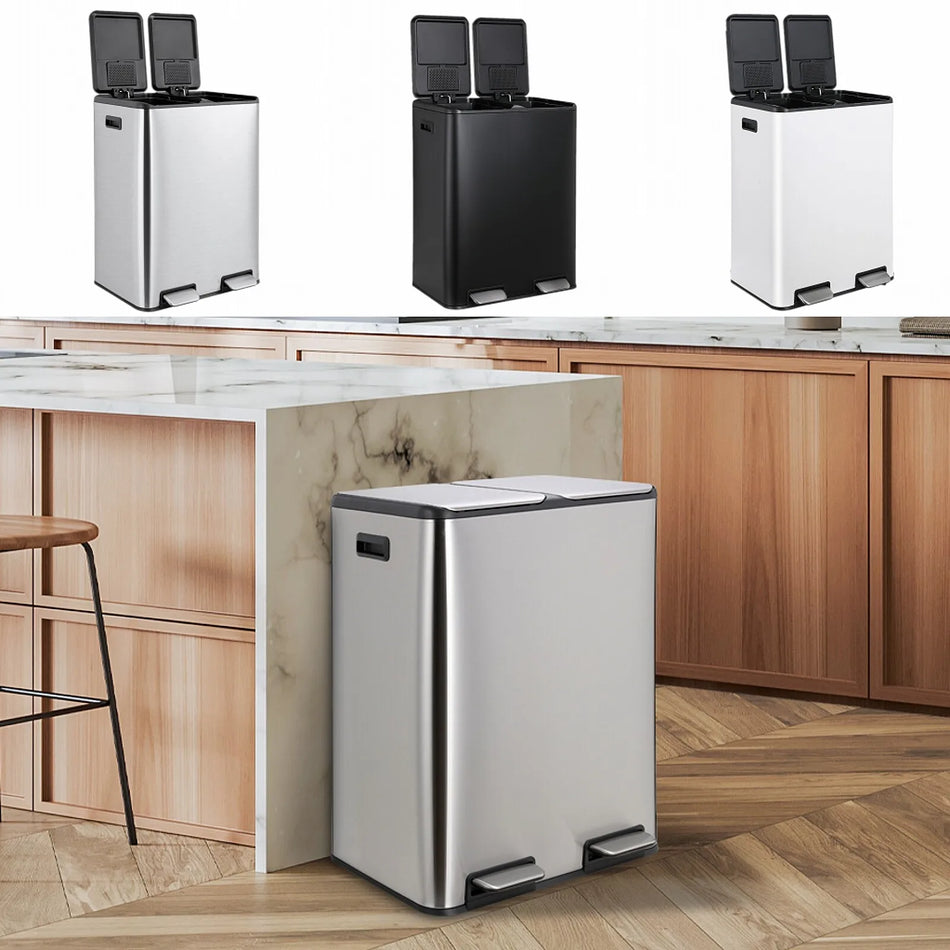 Dvojni nerjaveči jekleni koš za smeti s filtrom