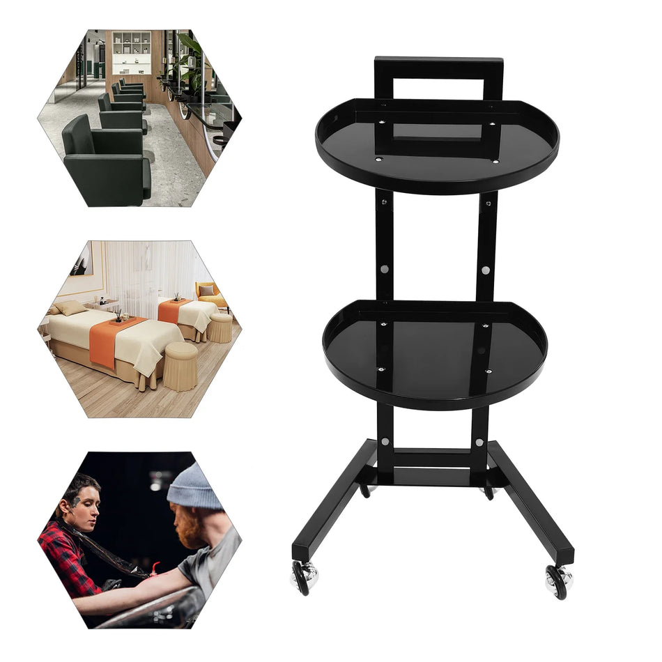 2-Tekerlekli Paslanmaz Çelik 2 Katlı Salon Tekerlekli Arabası