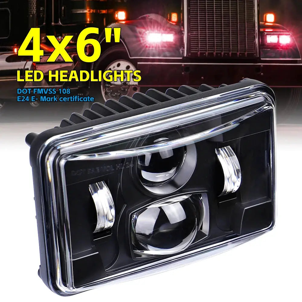 1 pcs LED Headlight Hi/Low Beam 4X6" Light for Freightliner Classic, International 9300 H4651 H4652 H4656 H4666 H6545 by InterCyprus Trading Ltd