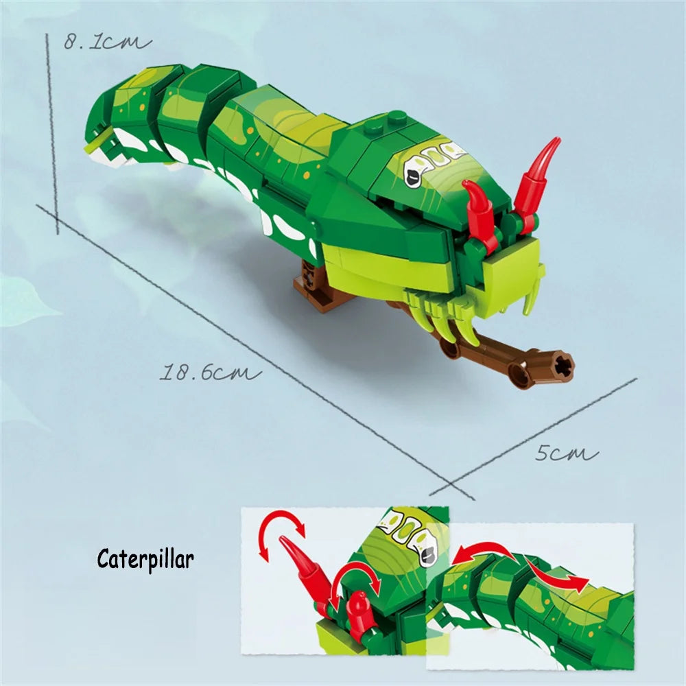 Rhinoceros Beetle Colorful 3D Model Blocks Toy &ndash; Easy Build Big Caterpillar / in-bag