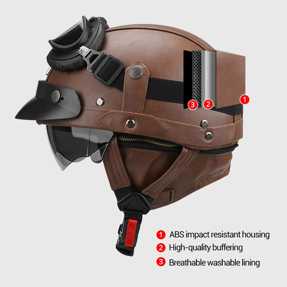 Herobiker DOT Approved Half Helmet &ndash; Lightweight ABS Shell