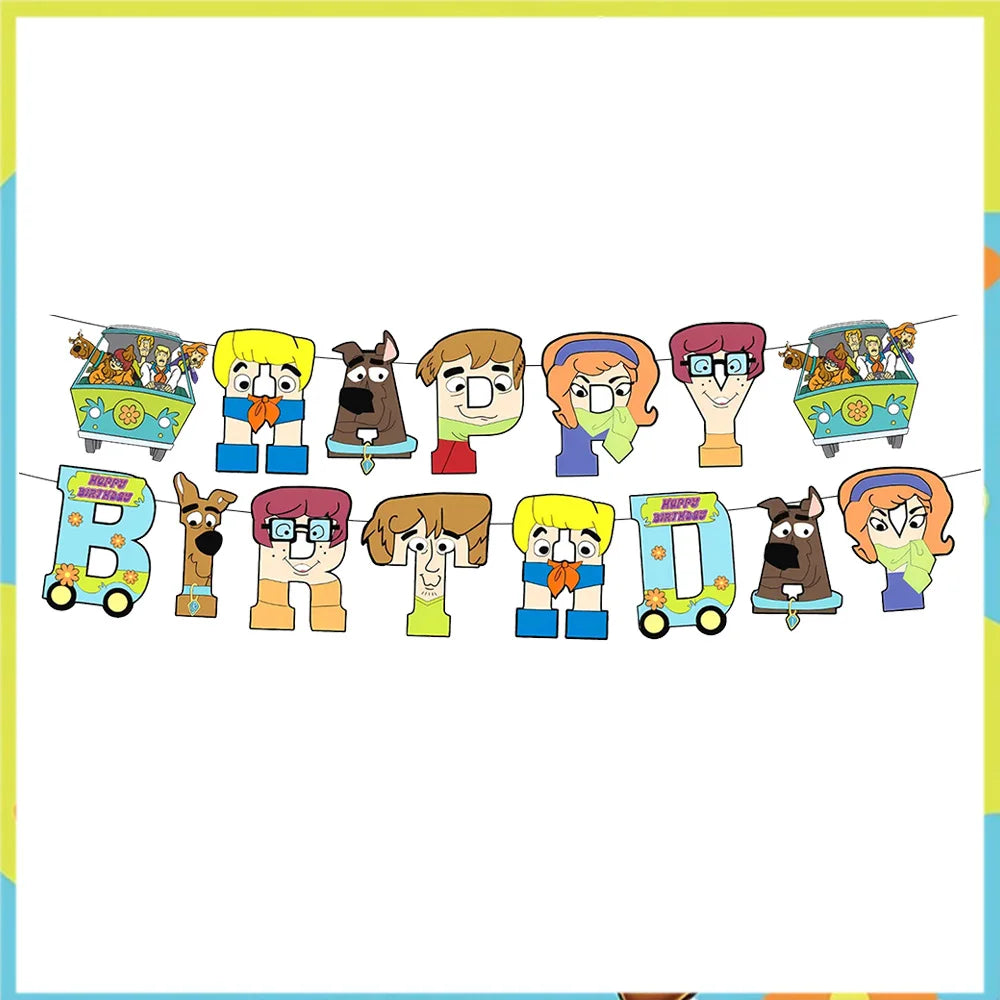 Scooby-Doo Birthday Party Decoration Set with Tableware, Banners, and Balloons 1pcs banner