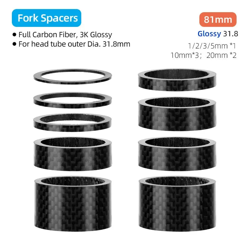 DEEMOUNT Carbon Spacers &ndash; Lightweight and Durable Handlebar Rise Adjusters G31.8 H81mm P9 / CHINA