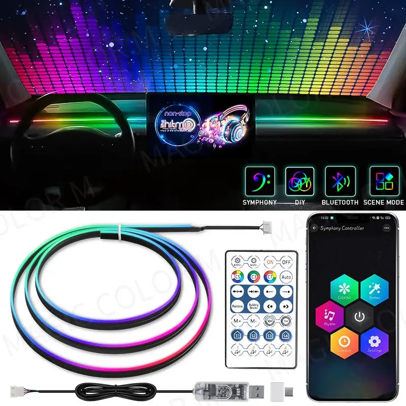 Vegetting 140cm Car Ambient Lights LED Interior RGB Symphony Atmosphere Lamp USB APP Control Remote for Tesla Model 3 Y S X by InterCyprus Trading Ltd