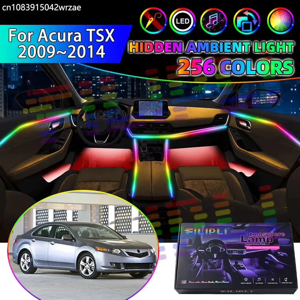 For Acura TSX 2009~2014 CU2 CU4 CW2 MK2 2th RGB Car Interior Ambient Lights Strips Breathing Lighting Kit App Control LED strips by InterCyprus Trading Ltd