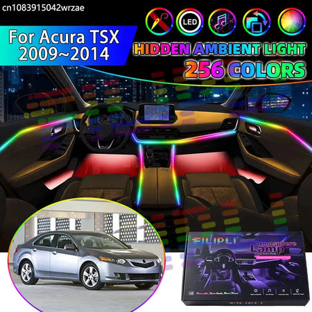 For Acura TSX 2009~2014 CU2 CU4 CW2 MK2 2th RGB Car Interior Ambient Lights Strips Breathing Lighting Kit App Control LED strips by InterCyprus Trading Ltd