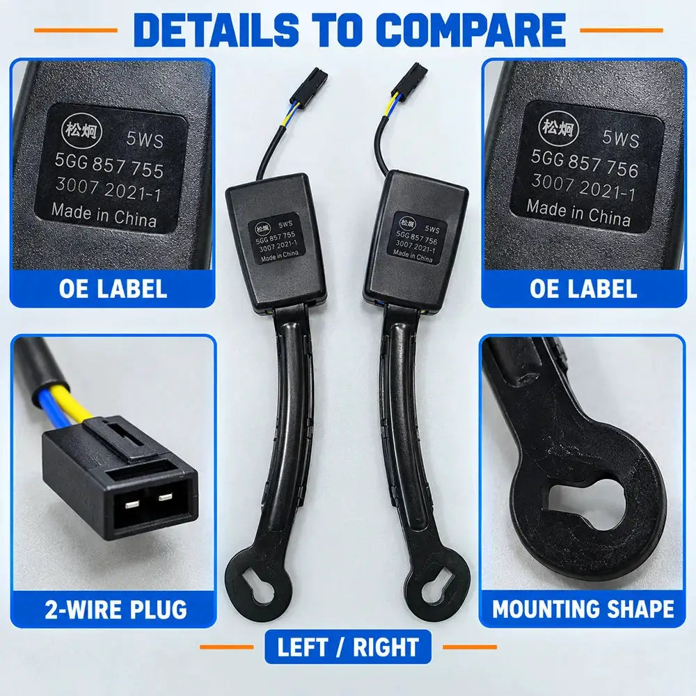 Front Seat Belt Buckle Receiver With Warning Contact For VW Golf MK7 by InterCyprus Trading Ltd