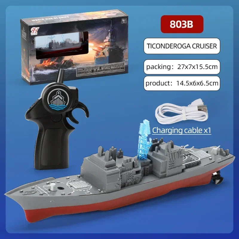 Mini Boat Remote Control Warship &ndash; 2.4GHz Double Propeller Control 803B
