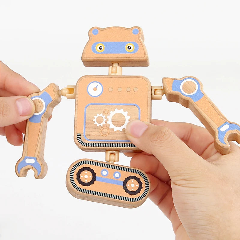 Wooden Animal Dinosaur Robot Building Blocks &ndash; Educational