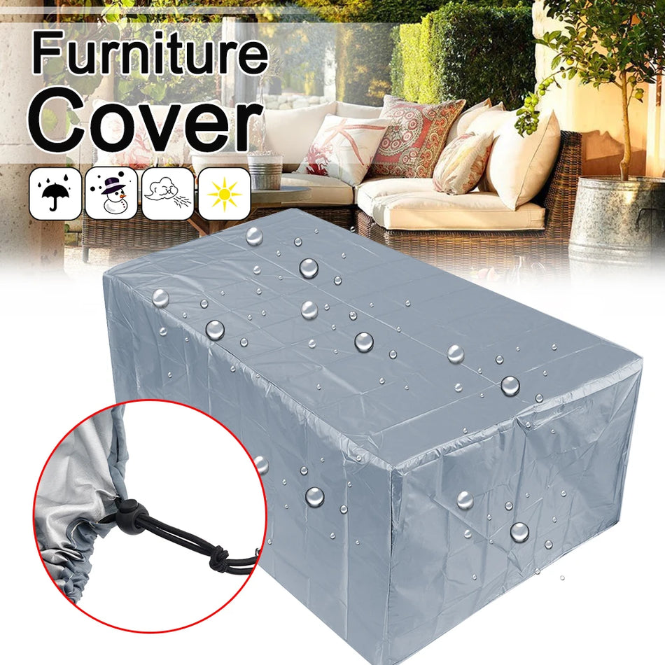 Copertura per mobili da esterno grigia impermeabile per tavolo, sedia e divano