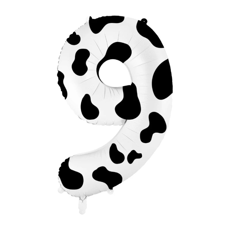 40-Inch Cow Print Number Balloon for Kids' Birthday and Party Decor 20240223A01-9 / Other
